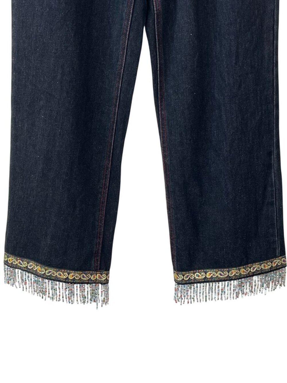 Sooki Vintage Y2K Beaded Fringe Embellished Black Jeans Size 10 Boho - Picture 7 of 10